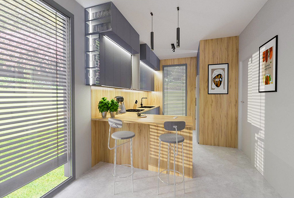 futurystyzna kuchnia w luksusowej willi na sprzedaż Bielsko-Biała okolice