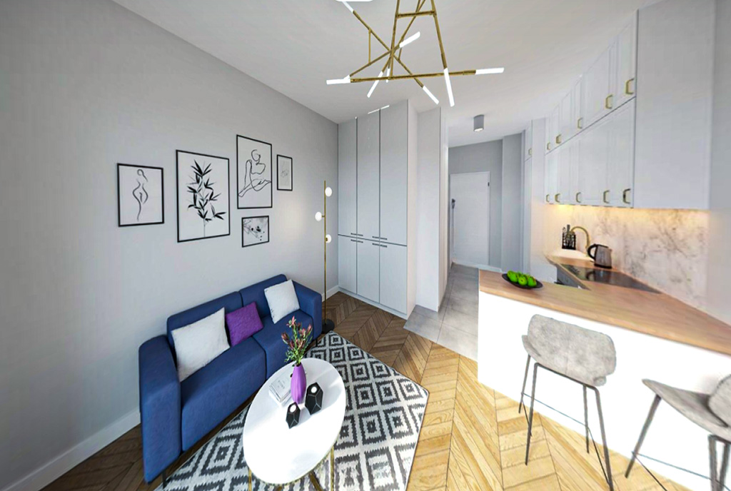 druga strona salonu w luksusowym apartamencie na sprzedaż Gdańsk