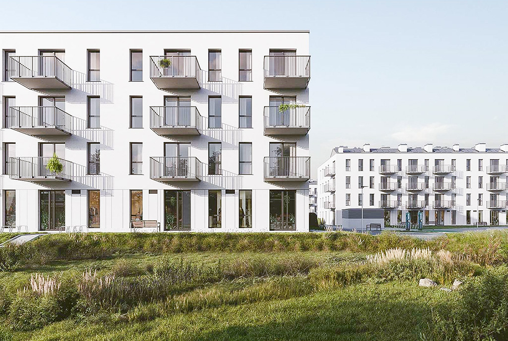 nowoczesne osiedle, na którym mieści się oferowany na sprzedaż ekskluzywny apartament Gdynia