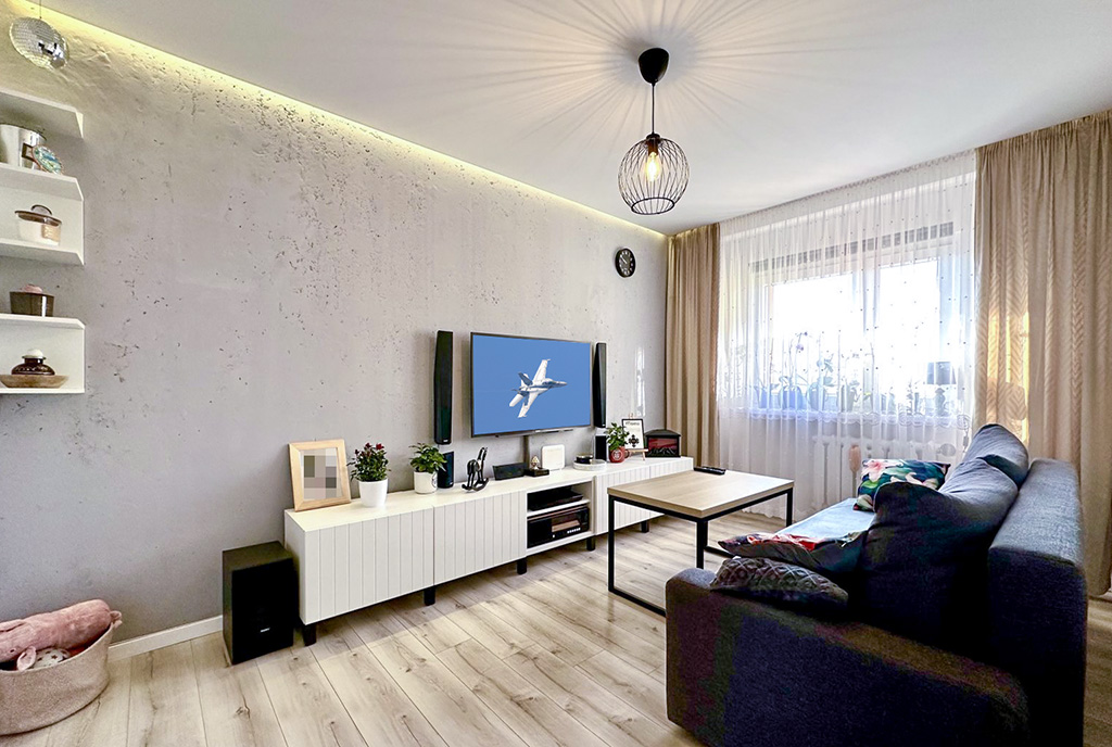 nowoczesny pokój dzienny w ekskluzywnym apartamencie do sprzedaży Wrocław okolice