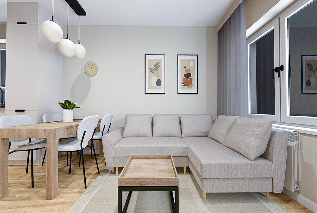 fragment pokoju dziennego w luksusowym apartamencie na sprzedaż Elbląg