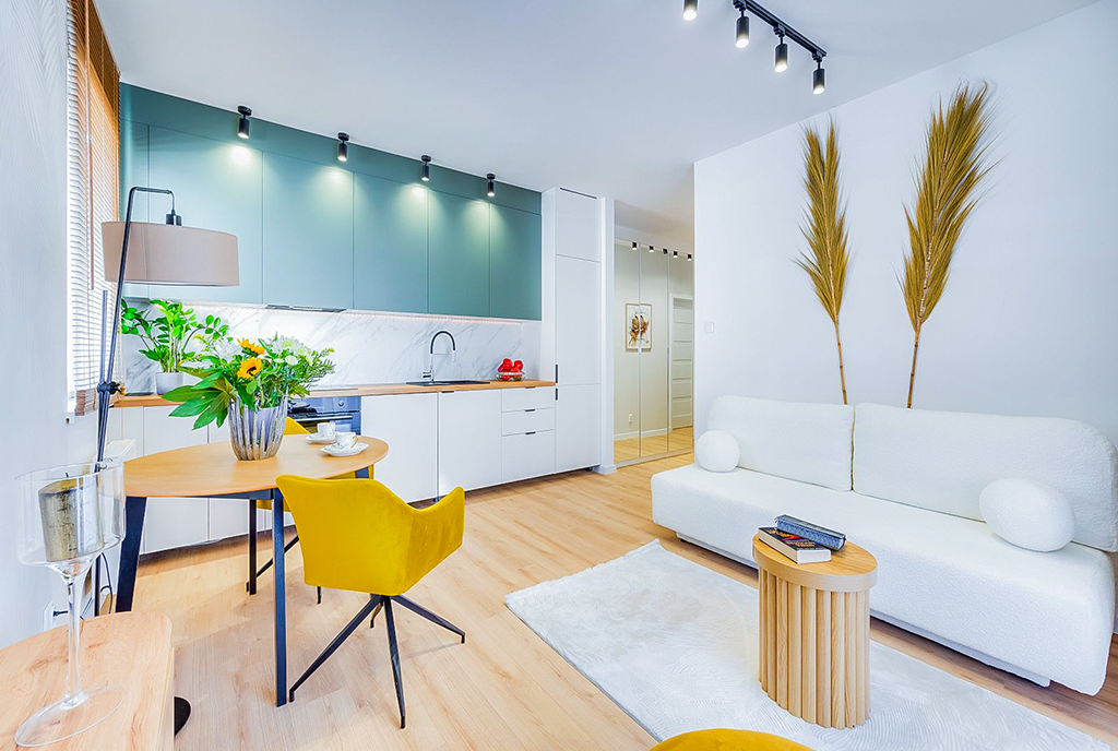 zaprojektowane w modnym stylu wnętrze ekskluzywnego apartamentu do sprzedaży Gdańsk okolice