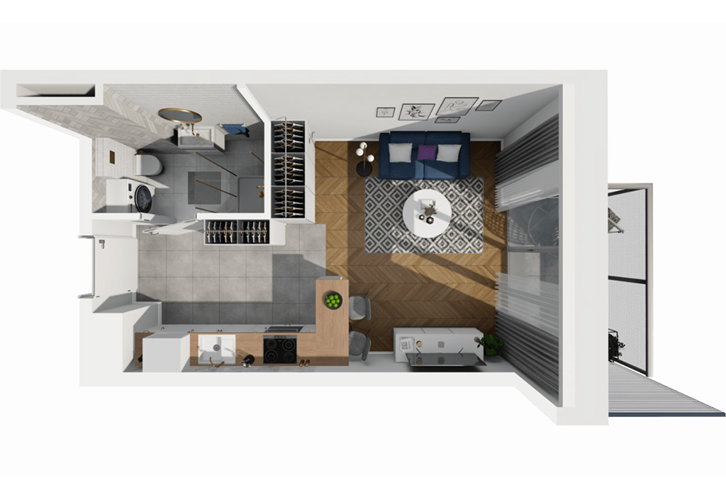 schemat prezentujący rozkład pokoi w ekskluzywnym apartamencie na sprzedaż Gdańsk