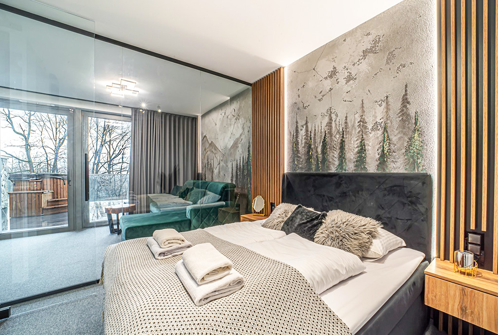 komfortowa sypialnia w ekskluzywnym apartamencie na sprzedaż Jelenia Góra okolice