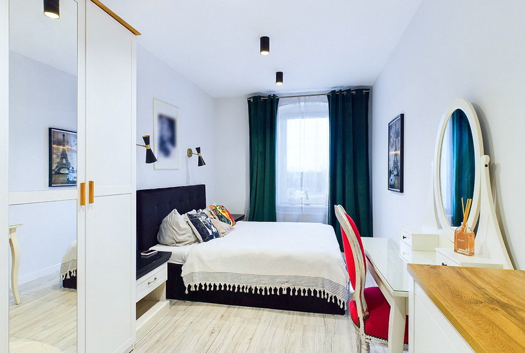 elegancka sypialnia w luksusowym apartamencie na sprzedaż Zielona Góra okolice