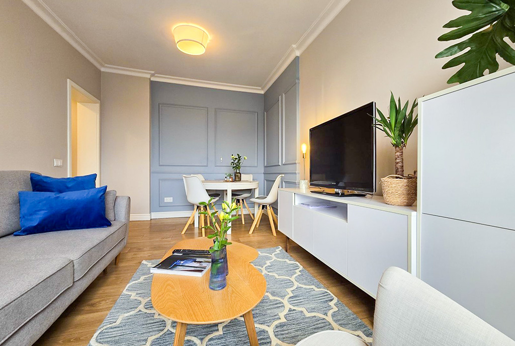 zbliżenie na pokój dzienny w luksusowym apartamencie do wynajmu Łódź okolice