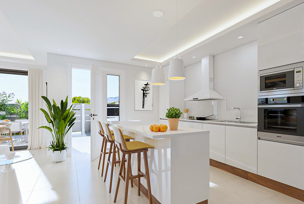 zbliżenie na kuchnię w luksusowym domu na sprzedaż Hiszpania Daya Nueva