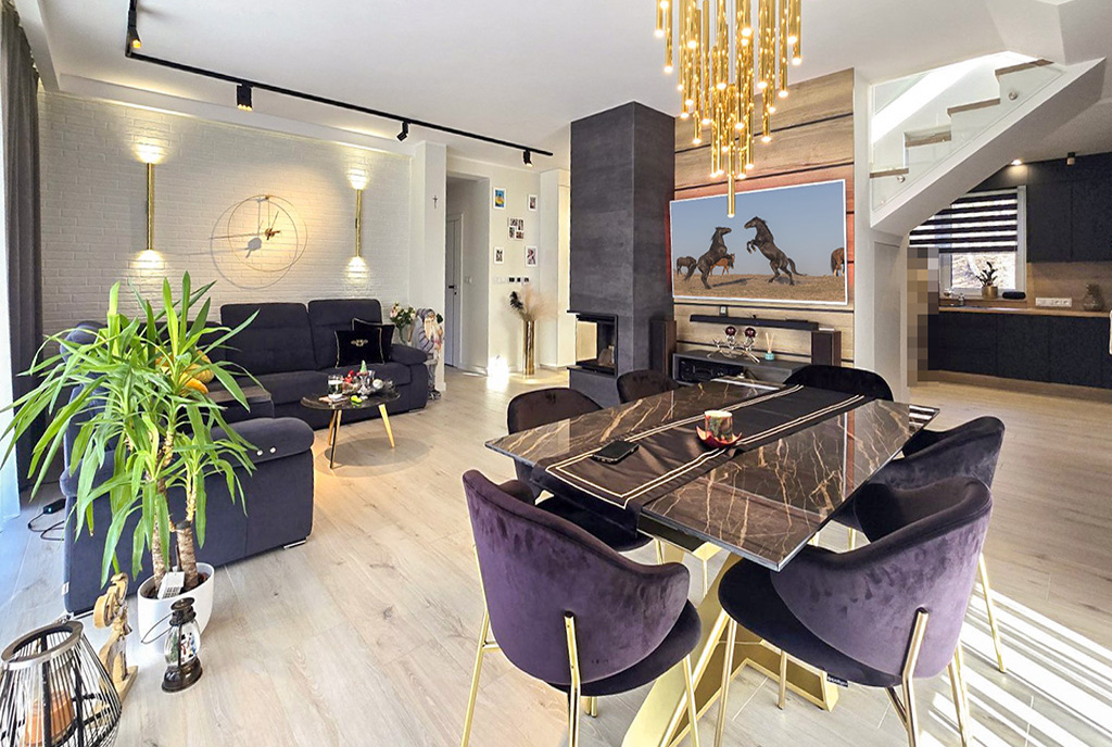 imponujący salon w ekskluzywnej willi do sprzedaży Bielsko-Biała okolice