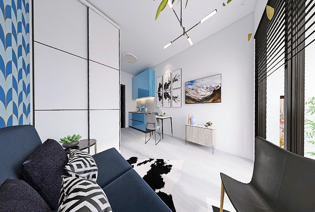 druga strona pokoiu dziennego w luksusowym apartamencie na sprzedaż Gdańsk