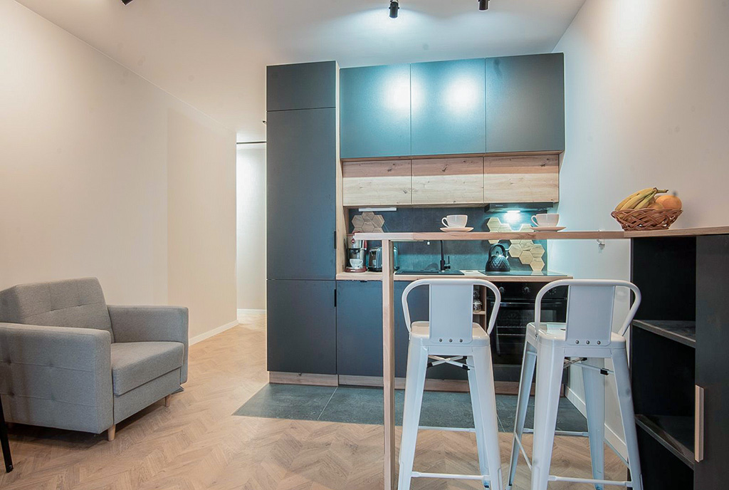 widok na kuchnię w luksusowym apartamencie na sprzedaż Gdańsk