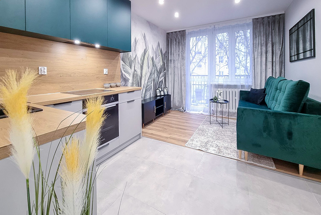 widok na salon w ekskluzywnym apartamencie do sprzedaży Mielec