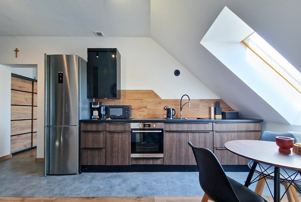 zabudowana kuchnia w luksusowym apartamencie na sprzedaż Zielona Góra okolice