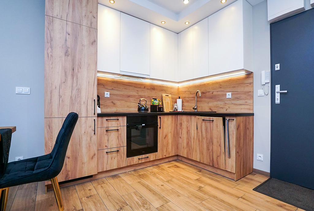 nowoczesna kuchnia w luksusowym apartamencie do wynajmu Piotrków Trybunalski