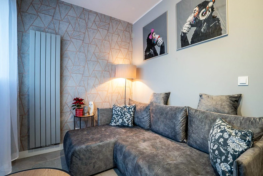 zbliżenie na pokój gościnny w luksusowym apartamencie na sprzedaż Gdańsk