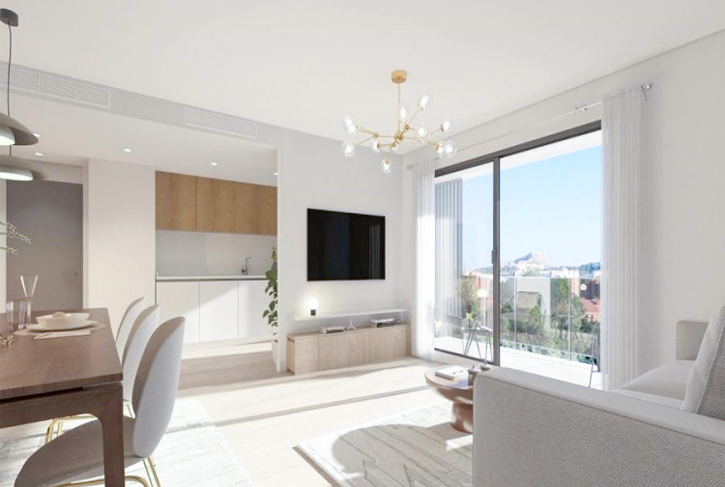 zbliżenie na pokój dzienny w luksusowym apartamencie na sprzedaż Hiszpania Alicante