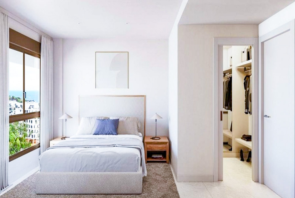 fragment sypialni w ekskluzywnym apartamencie na sprzedaż Hiszpania (Villajoyosa)