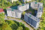 zdjęćie wykonane z lotu ptaka pokazujące osiedle, na którym znajduje się oferowany na sprzedaż luksusowy apartament Lublin okolice