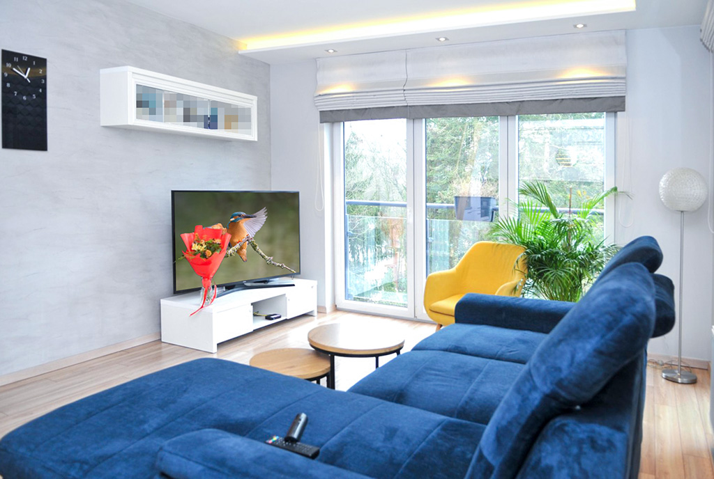 elegancki pokój dzienny w ekskluzywnym apartamencie do sprzedaży Szczecin