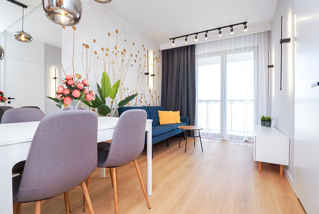 widok na pokój dzienny w luksusowym apartamencie do wynajmu Piotrkow-Trybunalski