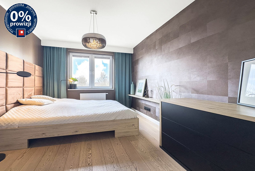gustowie zaprojektowana sypialnia w ekskluzywnym apartamencie na sprzedaż Katowice