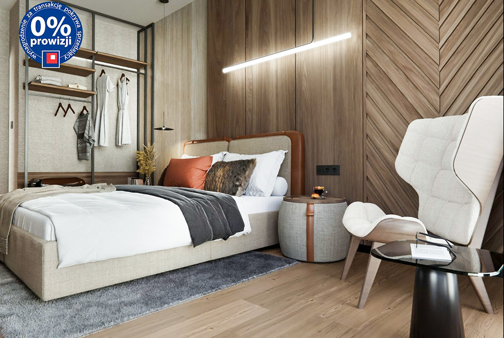 zaciszna sypialnia w luksusowym apartamencie na sprzedaż Jelenia Góra okolice