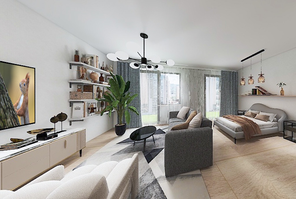 fragment pokoju dziennego w luksusowym apartamencie na sprzedaż Gdańsk