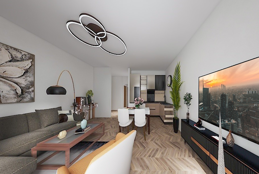 designerski pokój dzienny w ekskluzywnym apartamencie do sprzedaży Gdańsk