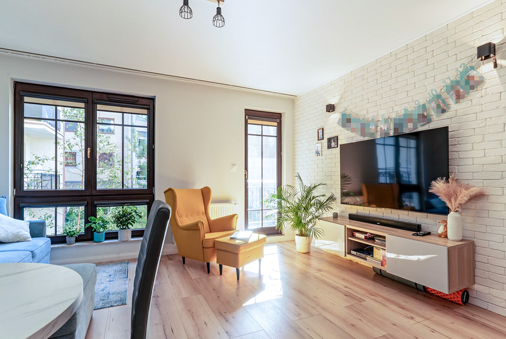 fragment pokoju dziennego w luksusowym apartamencie na sprzedaż Gdańsk
