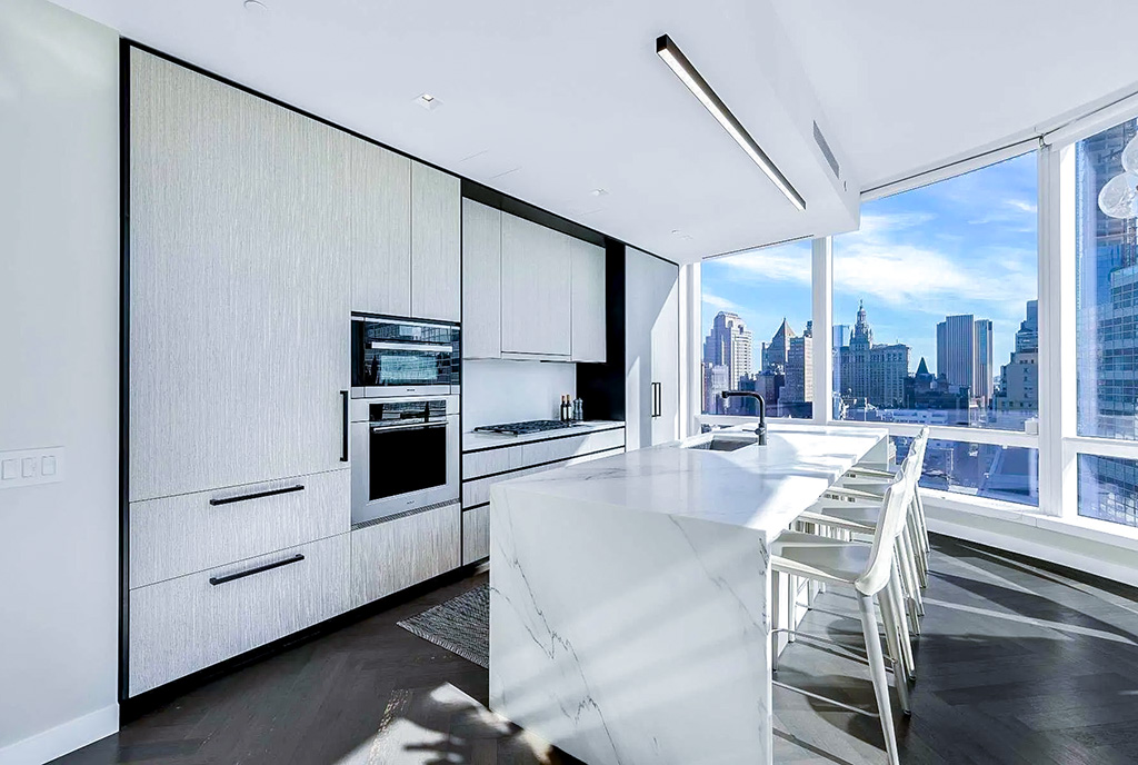imponująca kuchnia w ekskluzywnym apartamencie na sprzedaż New York Stany Zjednoczone Ameryki