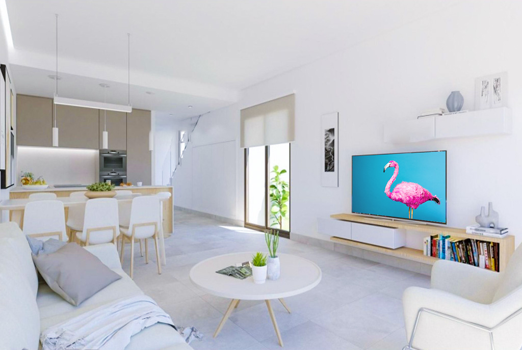 słoneczny salon w ekskluzywnej willi do sprzedaży Hiszpania Pilar de la Horadada Mil Palmeras