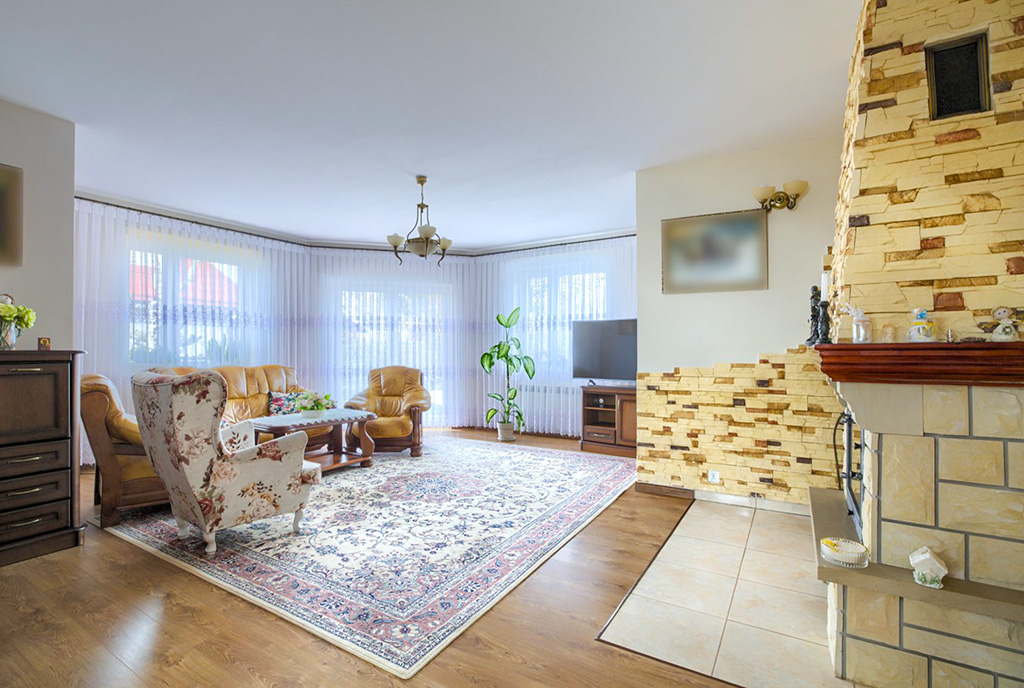 stylowy salon w luksusowej willi na sprzedaż Częstochowa okolice