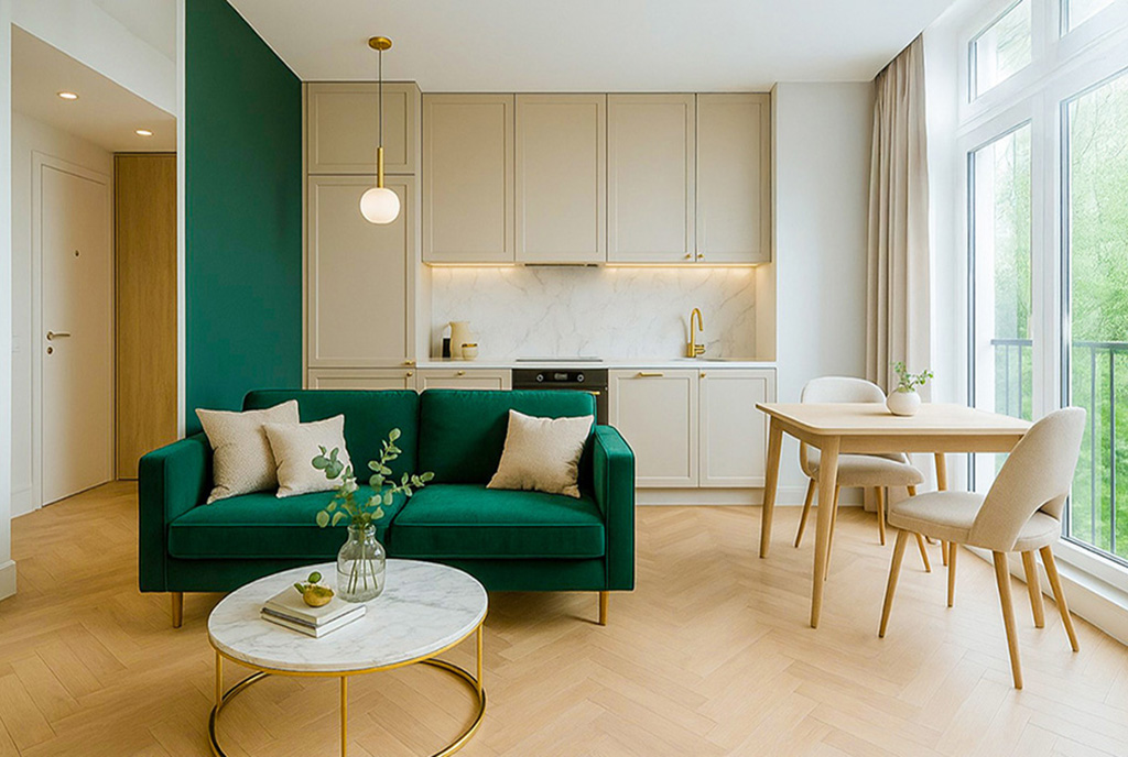 słoneczny salon w ekskluzywnym apartamencie do sprzedaży Gdańsk