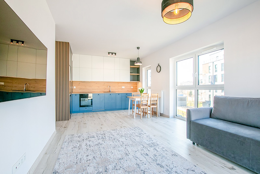 widok na kuchnię w luksusowym apartamencie na sprzedaż Poznań