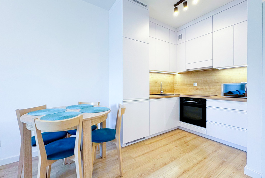 zbliżenie na kuchnię w luksusowym apartamencie do wynajmu Szczecin