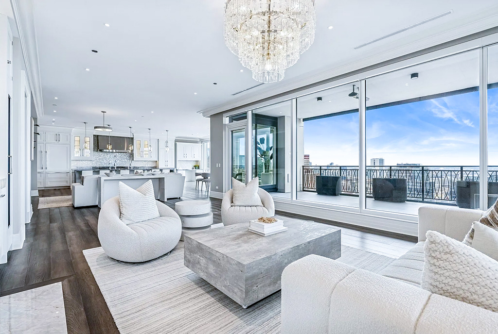 fantastycznie zaaranżowane wnętrze luksusowego apartamentu na sprzedaż Chicago Stany Zjednoczone Ameryki