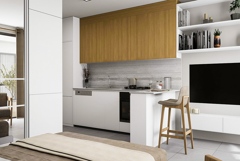 zabudowana kuchnia w luksusowym apartamencie na sprzedaż Cypr Iskele Yeni