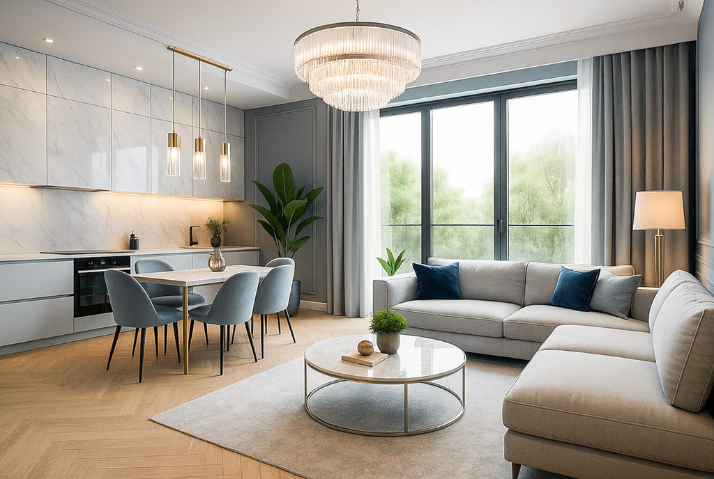 komfortowy pokój gościnny w ekskluzywnym apartamencie do sprzedaży Gdańsk