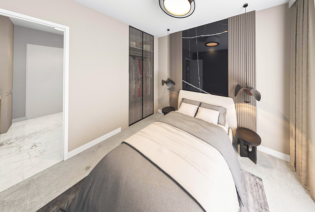 komfortowa sypialnia w ekskluzywnym apartamencie na sprzedaż Gdańsk