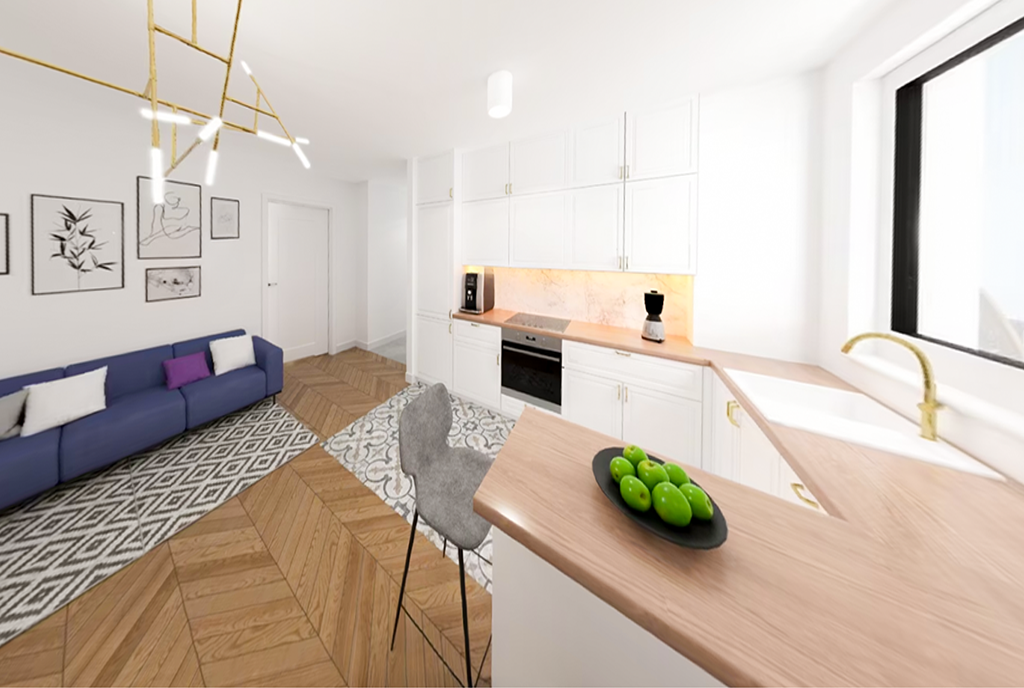 widok na kuchnię w ekskluzywnym apartamencie do sprzedaży Gdańsk