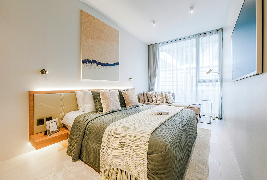 gustowna sypialnia w ekskluzywnym apartamencie na sprzedaż Tajlandia Bang Tao