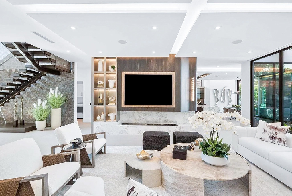 fragment pokoju dziennego w ekskluzywnej willi na sprzedaż Florida Stany Zjednoczone Ameryki