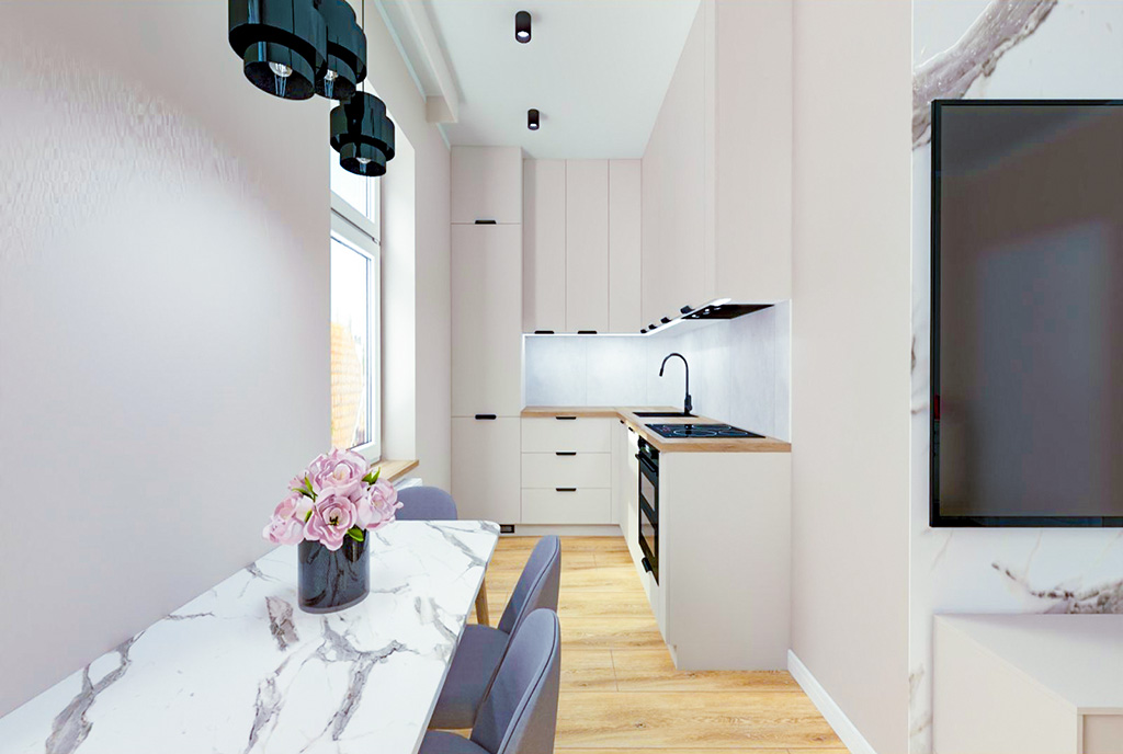 fragment kuchni w luksusowym apartamencie na sprzedaż Elbląg
