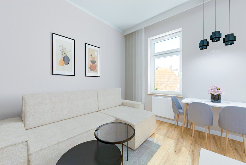 na zdjęciu jeden z pokoi w ekskluzywnym apartamencie na sprzedaż Elbląg