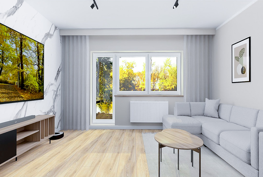 fragment pokoju dziennego w ekskluzywnym apartamencie na sprzedaż Elbląg