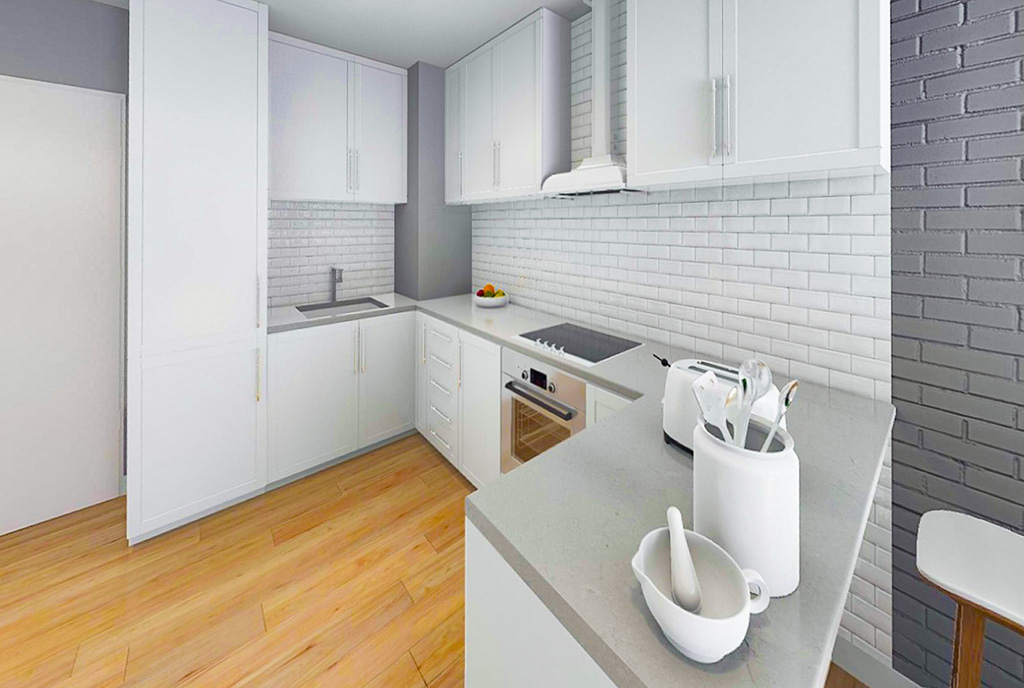 kuchnia w bieli w luksusowym apartamencie na sprzedaż Gdańsk