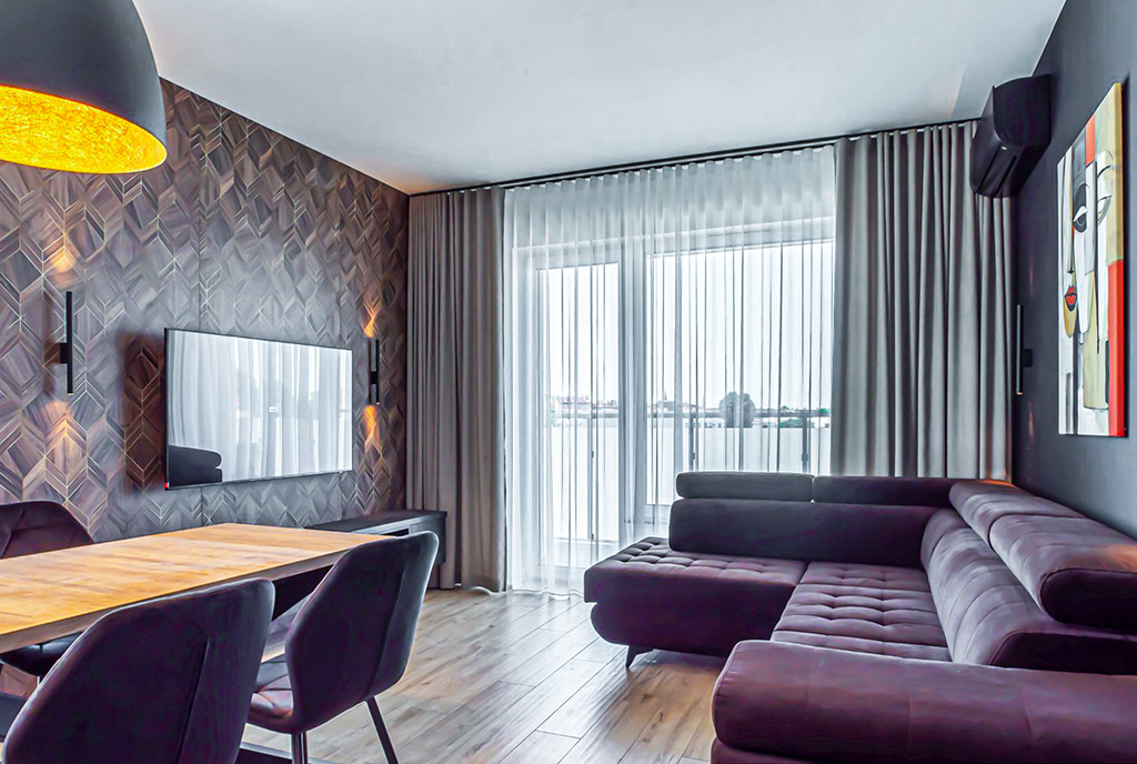 fragment pokoju dziennego w luksusowym apartamencie do wynajmu Bolesławiec