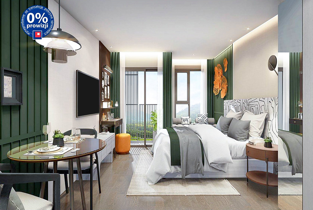 zdjęcoe prezentuje sypialnię w ekskluzywnym apartamencie na sprzedaż Tajlandia (Phuket)