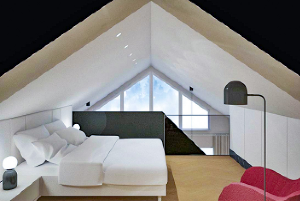 na zdjęciu antresola w luksusowym apartamencie na sprzedaż nad morzem