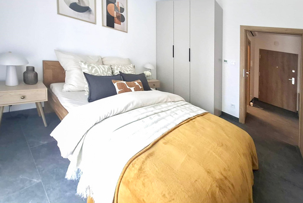 fragment sypialni w luksusowym apartamencie na sprzedaż Mielec