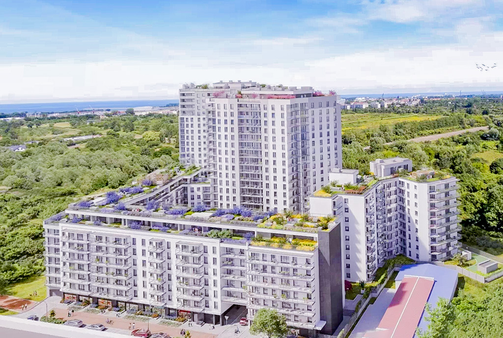 prestiżowy apartamentowiec, w którym znajduje się oferowany do sprzedaży luksusowy apartament Gdańsk